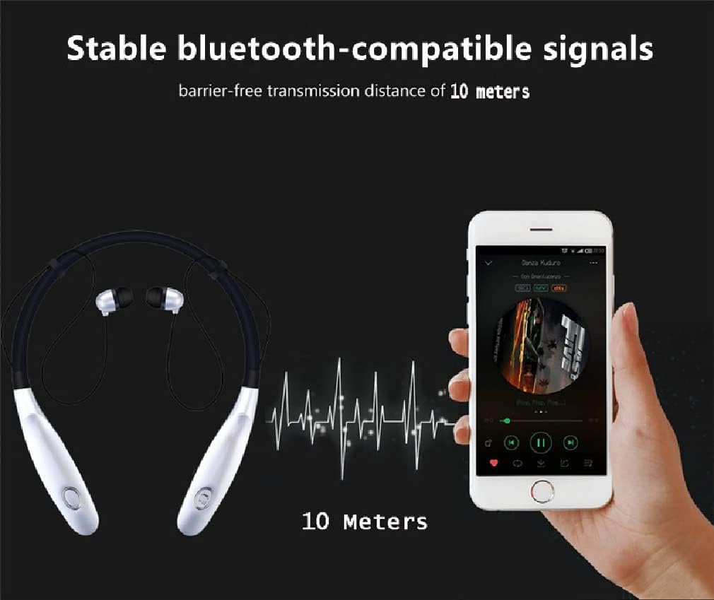 Bluetooth 5.0 Wireless Neckband Deep Bass Headphones, Lightweight Waterproof Sports HiFi Stereo Music Headset, Long Battery Life Active Noise Canceling,Blue