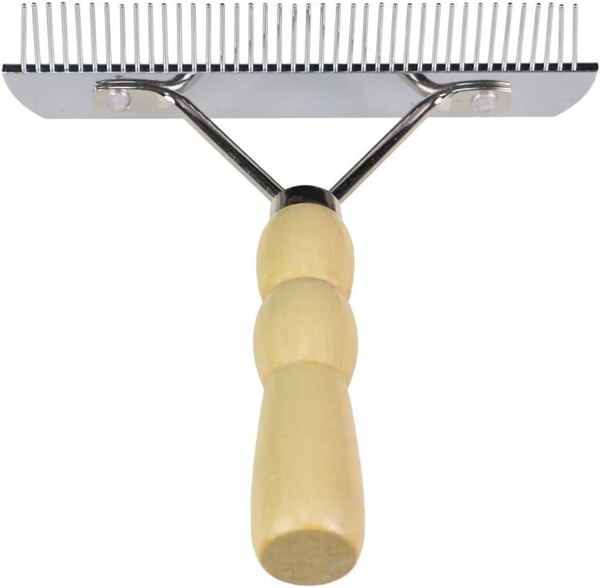 Undercoat Rake for Dogs,Pet Comb,Dog Comb with Wooden Handle, large dogs Slicker Hair brush