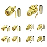 Superbat Kit Connecteurs SMA 10 Pièces Mâle et Femelle à Sertir et Souder 50 Ohm Faibles Pertes RF Compatible Câble Coaxial RG174 RG316 RG188 LMR100