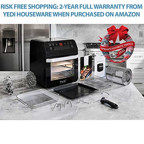 Yedi Total Package Air Fryer Oven XL, 12.7 Quart, Deluxe Accessory Kit, Recipes, BPA-Free, Auto Shutoff, Black