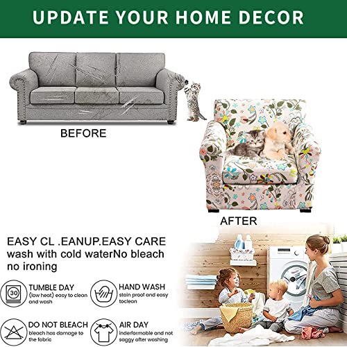 Gostady 2 Piece Chair Covers Printed Sofa Slipcover Soft Sofa Covers Couch Covers With Individual Cushion Covers Armchair Furniture Protector With Elastic Bottom For Living Room (S 01) #TOP5