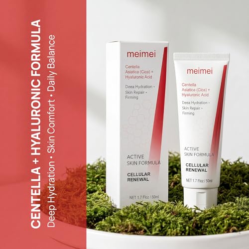 Jfsyb Meimei Centella Asiatica Face Cream Moisturizer, Hydrating Cica Cream with Hyaluronic Acid & Niacinamide, Lightweight Daily Moisturizer for Skin Barrier Support & Smooth Radiant Look, 1.7 Fl Oz
