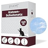 PiuPet® Katzennetz 4x3m durchsichtig - Balkonnetz transparent ideal für Deine Katze - Katzennetz für Balkon & Fenster inkl. 20 Kabelbinder & 25m Befestigungsseil