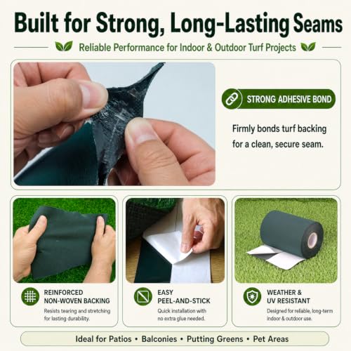 Image of Artificial Grass Tape 12 inch x 33', Turf Adhesive for Seaming Synthetic Turf, Green