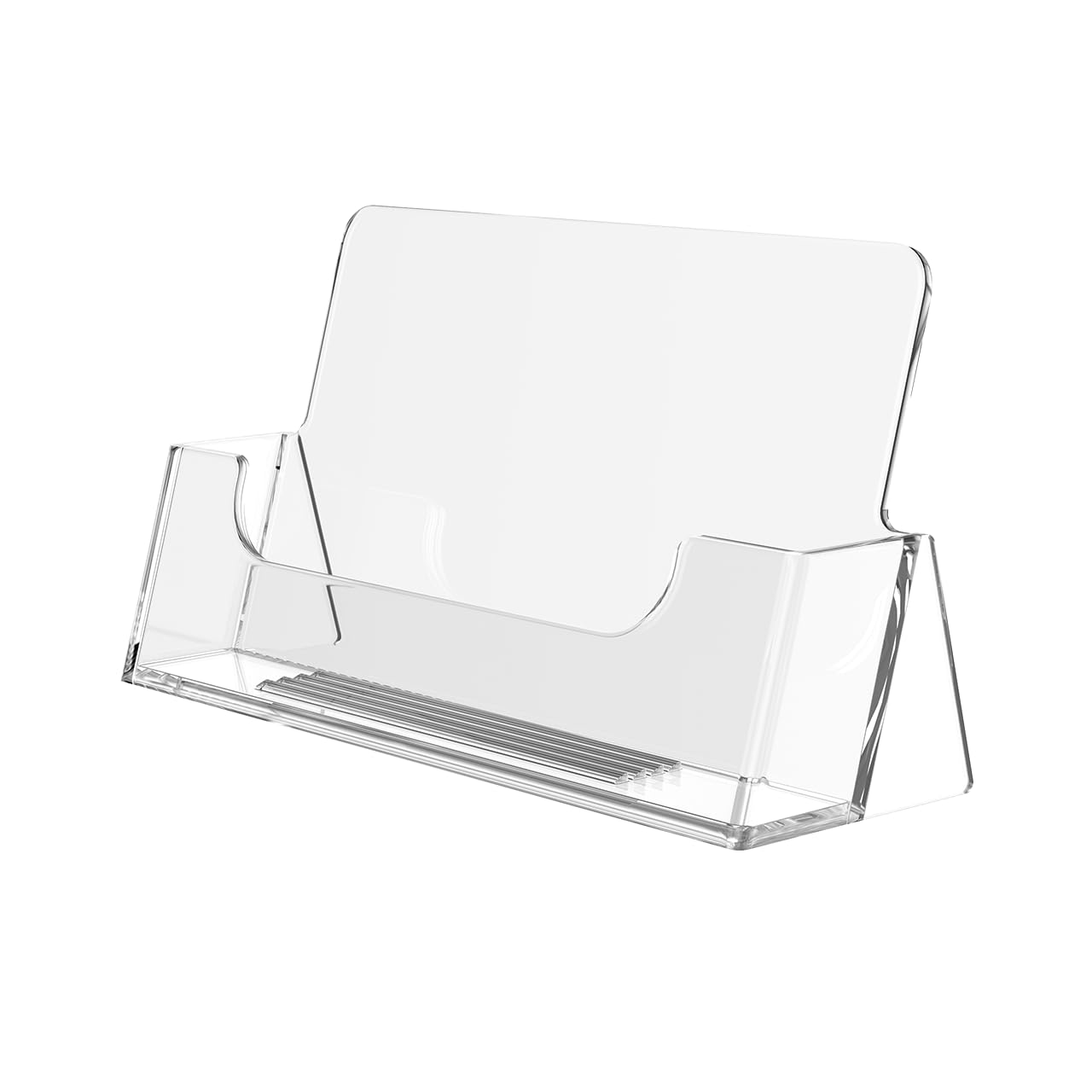 Marketing Holders Business Card Holder for 3.5" x 2" Horizontal Cards Stand Single Pocket Bin Countertop Cubby Clear Plastic Holds 50 Business Cards