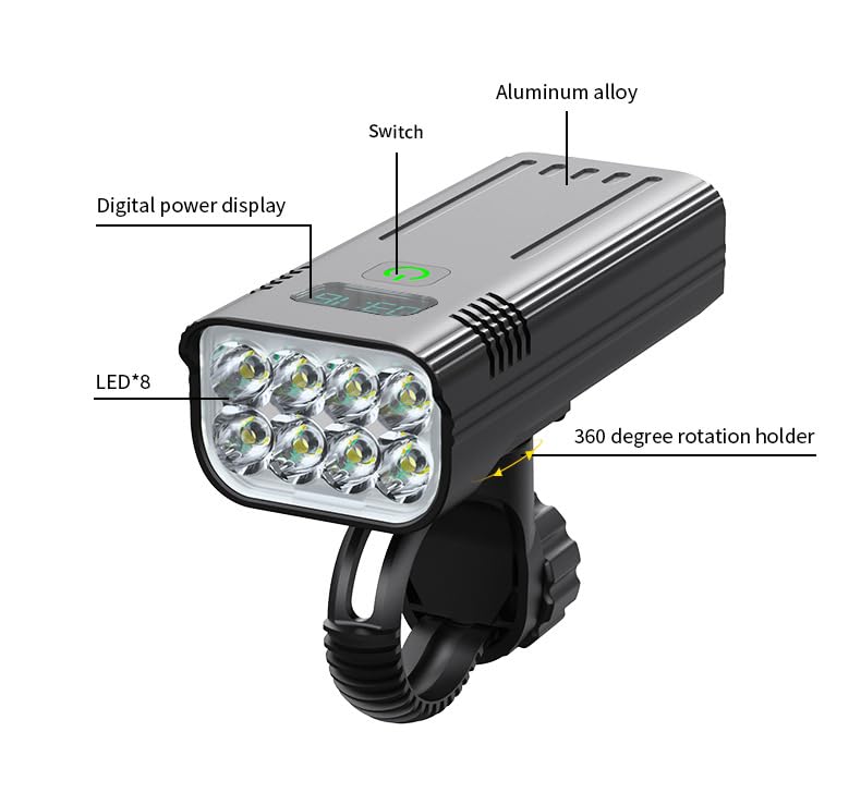 Luz LED brillante de seguridad con batería recargable, diseño impermeable, fácil instalación para ciclismo, ciclismo de montaña y conducción nocturna