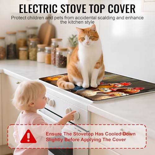Image of Stove Top Cover for Electric Stove,Glass Stove Top Cover, Heat Resistant Glass Stovetop Protector, Kitchen Decor, Dish Drying Mats for Ceramic Washer Top 28.5x20.5 inch