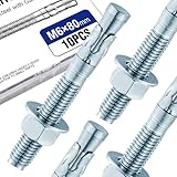 Usdrwam 20Pcs 1/4' × 3-1/8' Concrete Anchor Bolts, Zinc Plated Carbon Steel Wedge Anchors for Cement, Brick, and Masonry