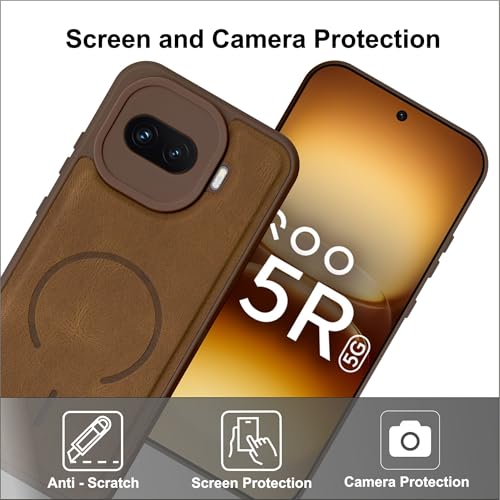 Image of SBMS Back Cover for iQOO 15R 5G | Ultra Slim Soft Rubberised Hard Case | Oil Feel Soft Leather Back | Mag-Safe Design (Mag-Safe Not Support) | Camera Protection Case for iQOO 15R 5G (Brown)