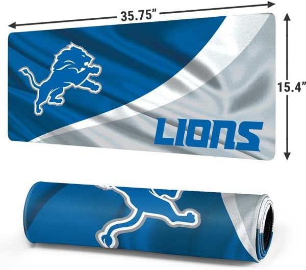 Vista 14 de Skinit Alfombrilla de mouse pequeña para juegos, diseño desgastado con licencia oficial de Detroit Lions con bordes cosidos, impermeable, base