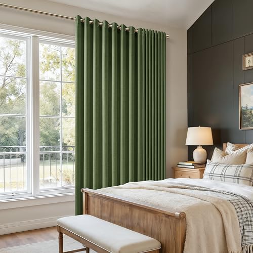Image of Olive Green Extra Wide 100 Inch Curtains 84 Inch Length 1 Panel