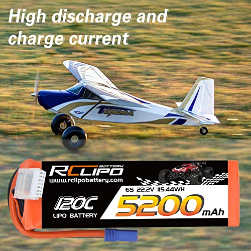 6S Lipo Battery 5200Mah 120C 22.2V With Ec5 Plug Rc Battery For Rc Car/Truck/Helicopter/Airplane/Boat/Traxxas/Align T-Rex 550X/Rc Models(2Pcs) #TOP5