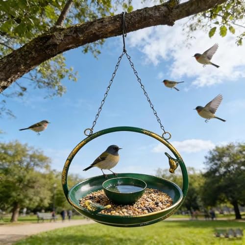 Bain d'oiseau extérieur résistant aux intempéries abreuvoir métallique balcon