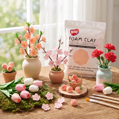 Image of BOHS Foam Clay, Peach Air Dry Modeling Clay, 1.1 lb | Soft, lightweight; crack-free finish; EVA and polystyrene foam details; cosplay props, figurines, fake bakes and slime making