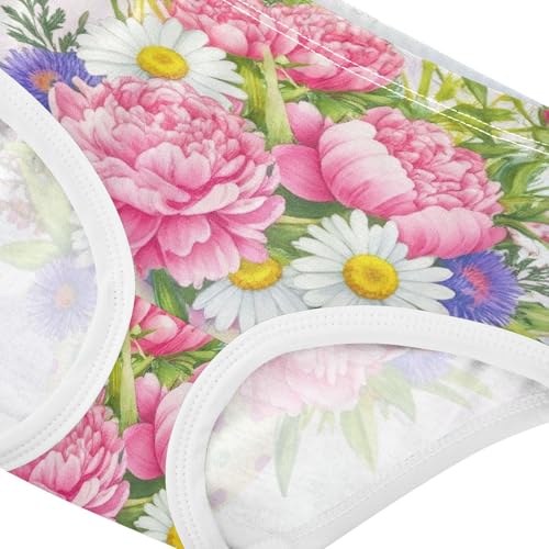 Cotton Girls Underwear Toddler Bouquet Pink Peonies Panties for Girl Stylish Underpants Briefs 2t4