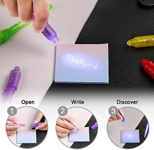 DazSpirit 7 Stück Geheimstift mit UV Licht Kinder, Mitgebsel Kindergeburtstag Zauberstifte Kinder zum Schreiben Geheimer Nachrichten, UV Stift für Gastgeschenke, Kindergeburtstag, Mitgebsel