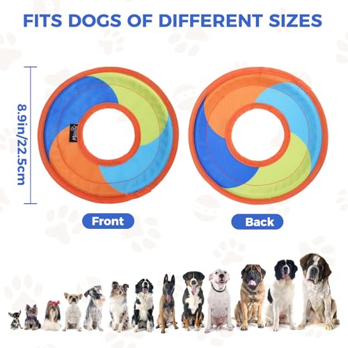 Image of Mihachi Flying Disc Dog Toy, Interactive Water Floating Flyer Lightweight Catch and Fetch Toys for Small Medium Large Dogs, Durable Oxford Cloth Fabric with Soft Edges,Pet Outdoor Exercise Toys,Orange