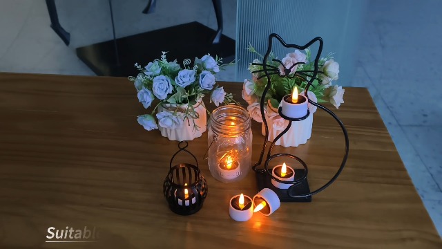 Image of Solar Tea Lights Outdoor Waterproof, 8 Pcs LED Votive Candles-1.57''x1.77'' | Rechargeable Dusk to Dawn Lighting Small Candles, Flameless Flickering Little Tealights, Lantern Table Garden Patio Decor