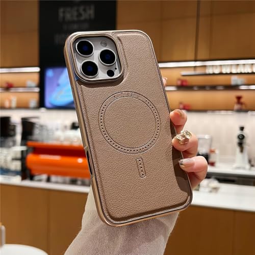 Étui en cuir mat luxe pour iPhone 13 avec cadre plaqué or du désert