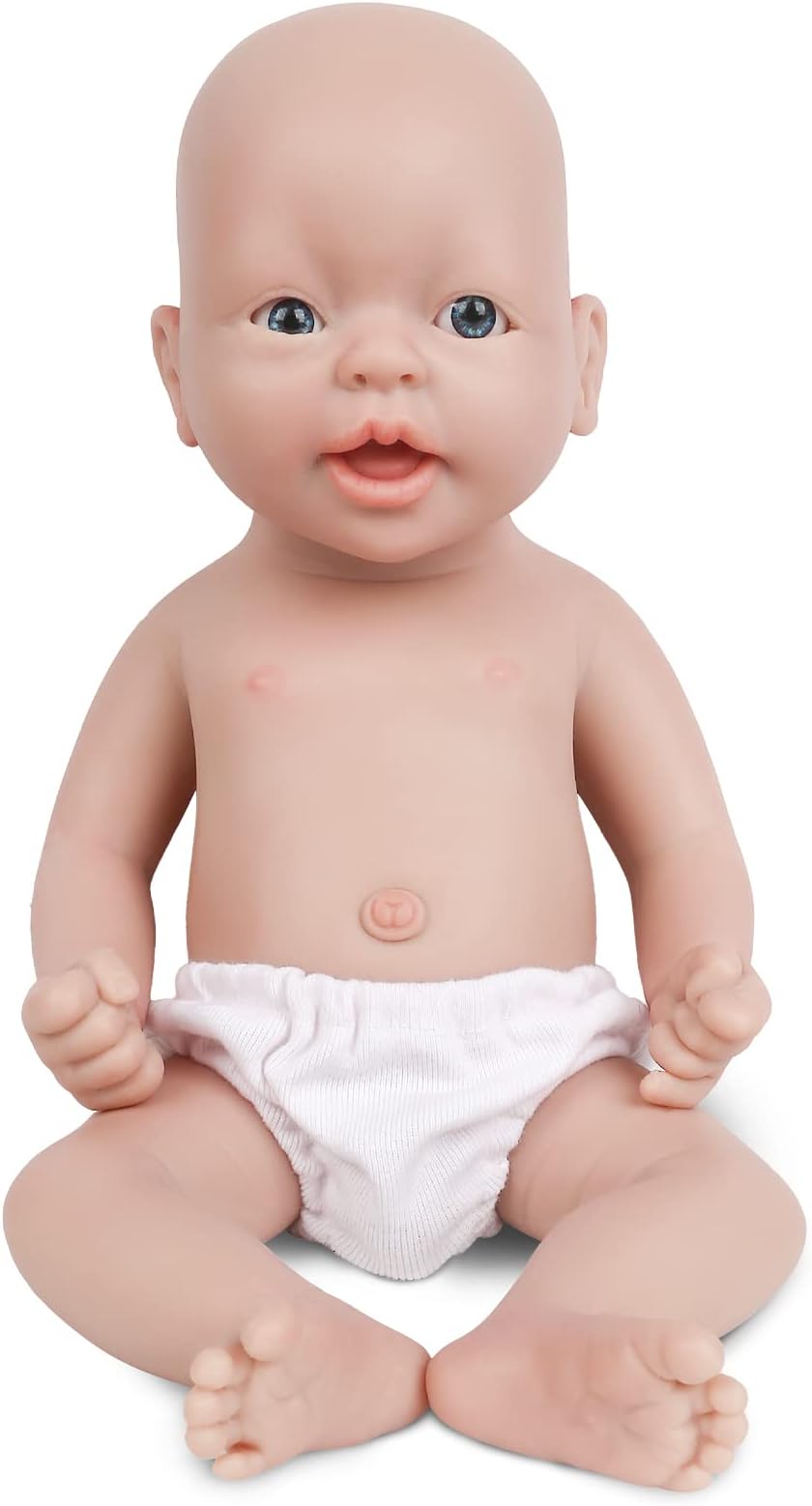 Vollence 14 inch Reborn Baby Doll Silicone Full Body Realistic Newborn Doll Lifelike Eyes Open Baby Girl The Look Real Baby Doll with Gift Box for Kids Birthday Gift - Girl
