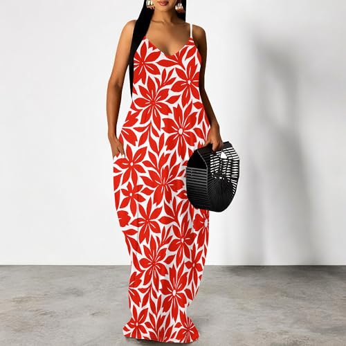 Image of SUZONANA Women Plus Size Summer Maxi Dress Spaghetti Strap Loose Sundress