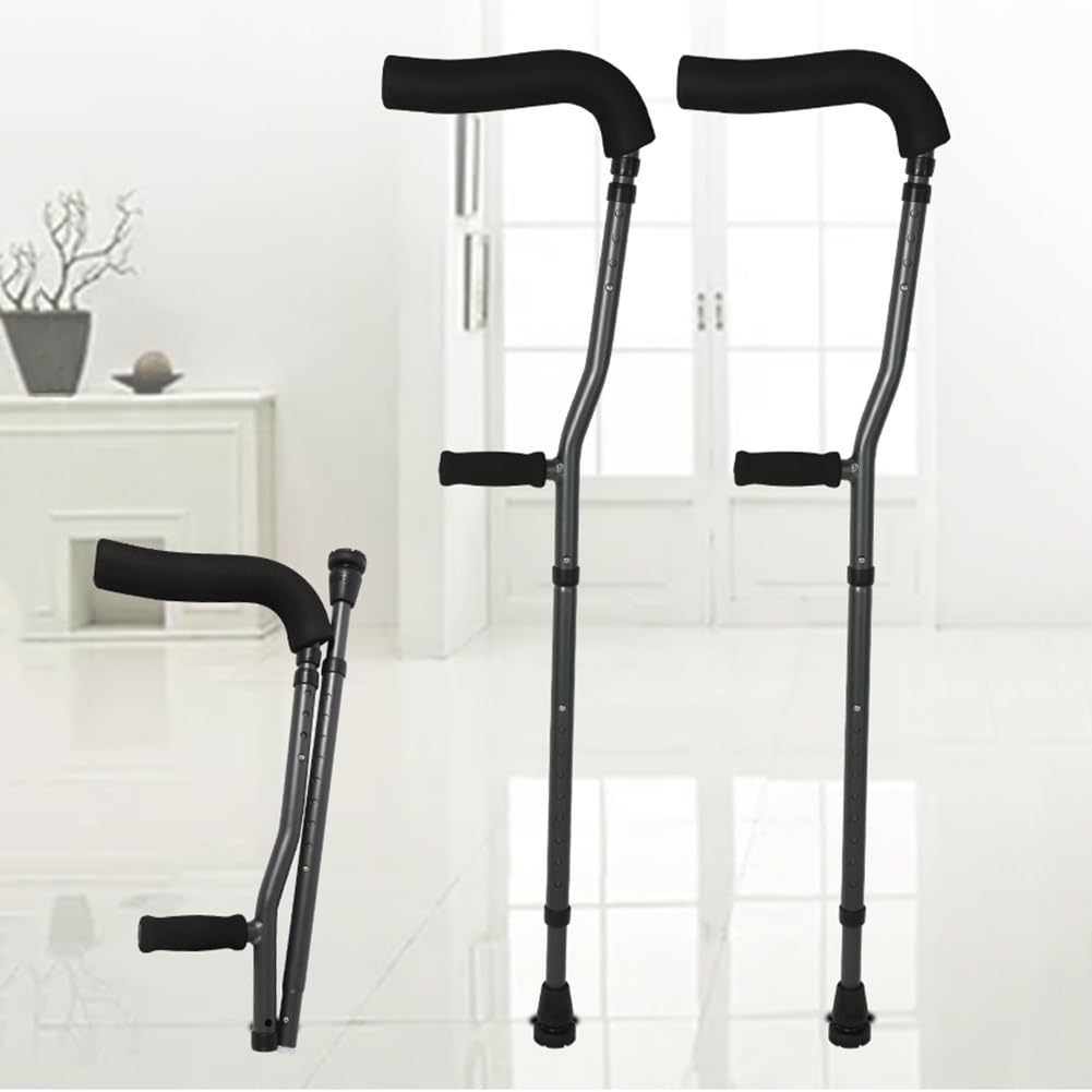 Muletas Plegables Ajustables, muletas axilares con diseño ergonómico de Moda y Asas cómodas, Plegables para Viajes y Almacenamiento