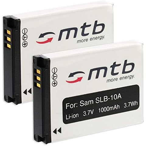 2X Akku SLB-10A für Samsung ES50, ES55. / JVC Adixxion/Toshiba X-Sports/Silvercrest + weitere Cover