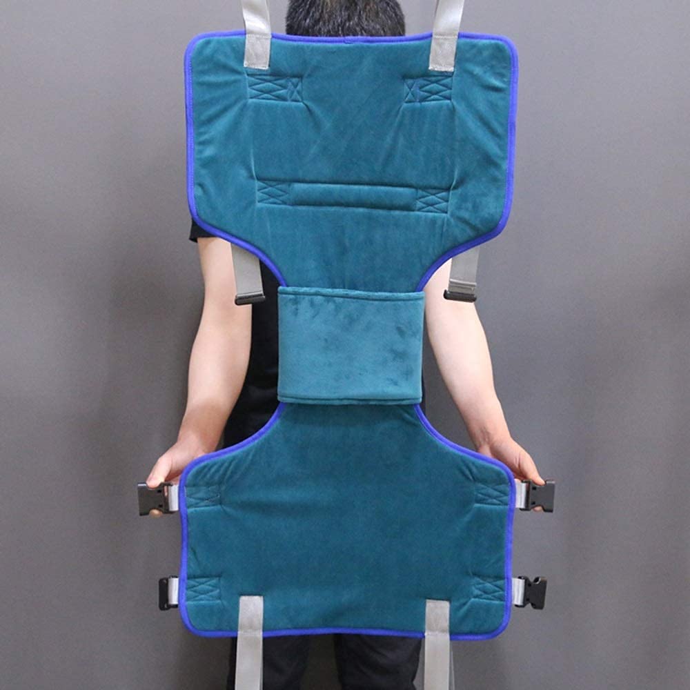 Grúa para Pacientes, arnés para Acceso al baño, arnés Acolchado Premium, cinturón de Ayuda para Caminar de pie para enfermería, Ancianos, Personas con discapacidad, arnés de Cuatro Puntos (Azul M, AZ