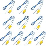 2 Meter K-Type Temperature Sensor Mini-Connector Probe Sensor Temperature Sensors Measure Range -40 to 400 Degrees Celsius (-104 to 752 Degrees Fahrenheit) for Thermocouple Sensors(10 Pieces)