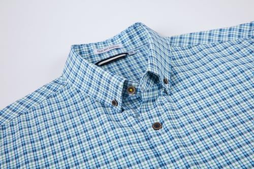 Alex Vando Mens Button Down Shirts Wrinkle Free 4-Way Stretch Print Business Casual Shirt