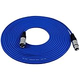 GLS Audio 25ft Colored Blue Mic Cable Patch Cords - XLR Male to XLR Female Blue Microphone Cables - 25' Balanced Mike Snake Cord