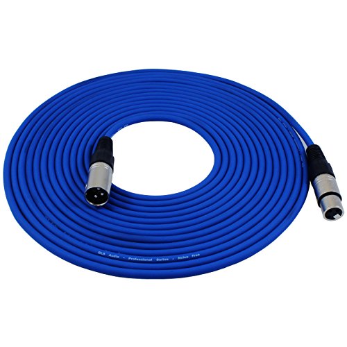 GLS Audio 25ft Colored Blue Mic Cable Patch Cords - XLR Male to XLR Female Blue Microphone Cables - 25' Balanced Mike Snake Cord