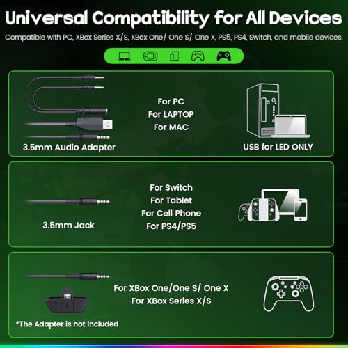 Image of WESEARY Wired Gaming Headset for Xbox One Series X|S, PC, PS4, PS5, Switch - Stereo Sound Gaming Headphones with Noise Cancelling Microphone - Soft Cushion, Headsets for Atari 2600 Accessories