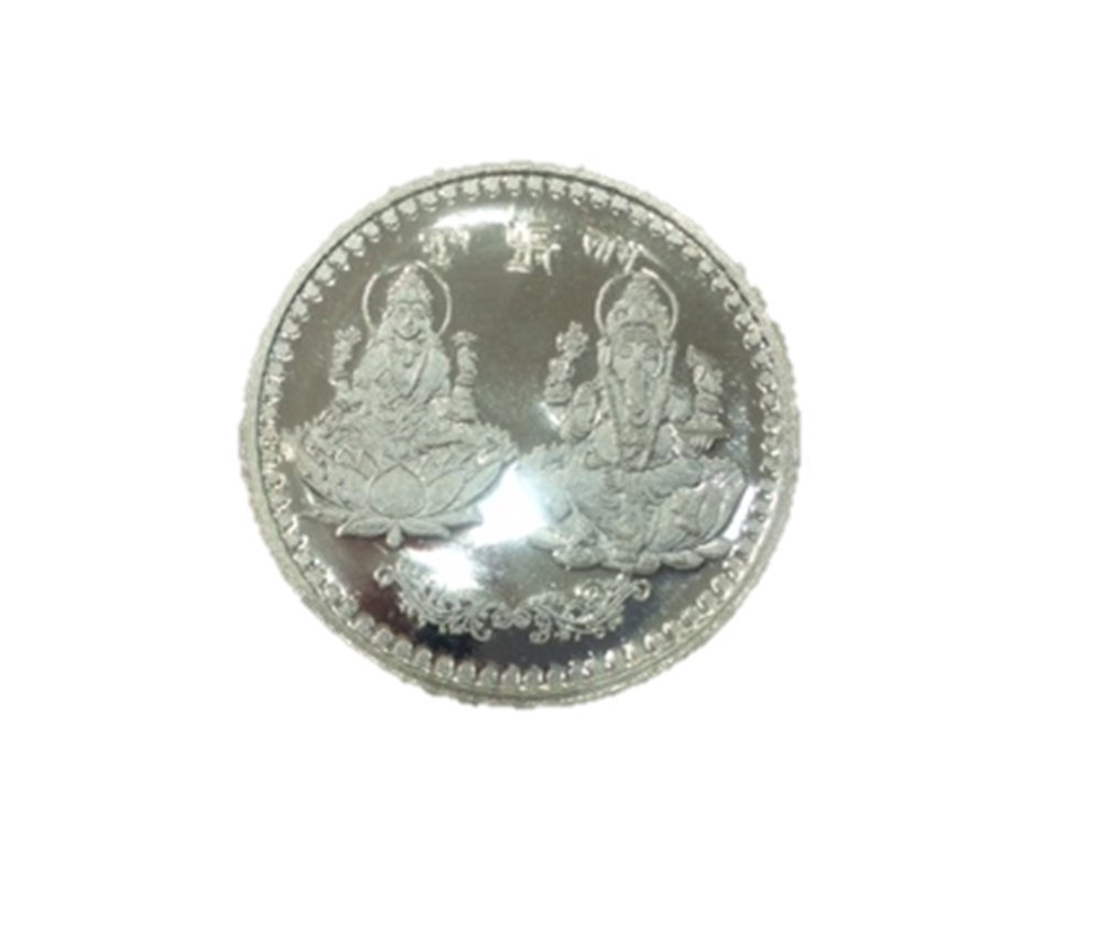 Dhawan Exports Laxmi & Ganesh Silver Coin 10 grams [S-001]