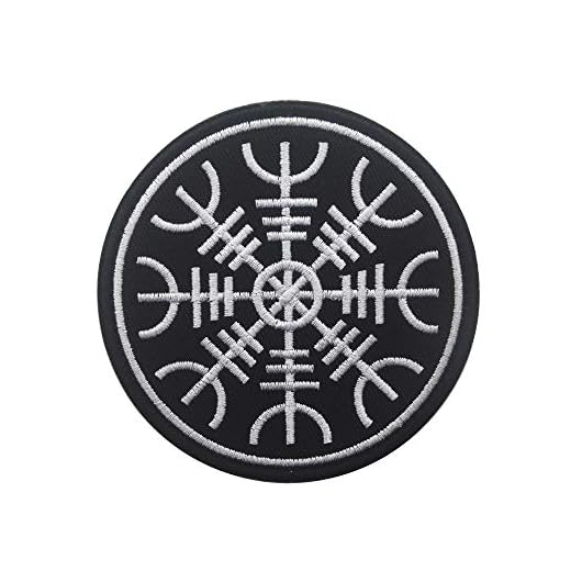Ohrong Viking Helm of Awe Terror Protection Broderad Morale Tactical Patch Vegvisir Kostym Biker Runt Armband Emblem Applique