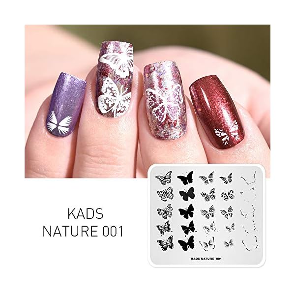 KADS 7 / 6Pcs Nail Art Stempelplatten Blume Schmetterling Ocean Print ManikÃ¼re Vorlagen mit 1 StÃ¼ck polnischen Stamper (6 Plates+1 Stamper) – Bild 6