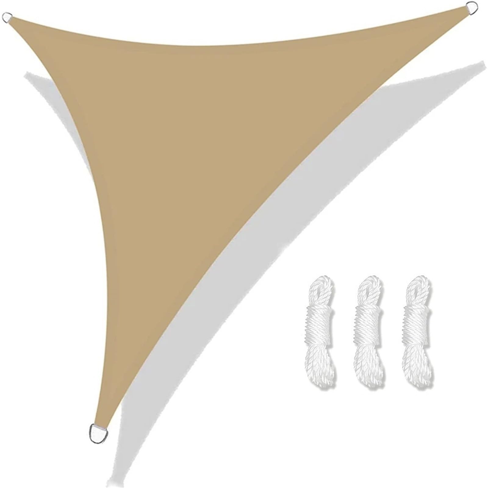 Voile d'ombrage triangulaire imperméable 5x5x5m sable pour terrasse et jardin