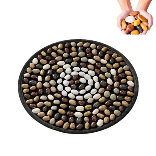 天然小石の足裏マッサージマット 家庭用足マッサージ器 ツボ刺激で健康管理 在宅足ケアに最適 指圧効果のある足のマッサージパッド (56センチです,円環)