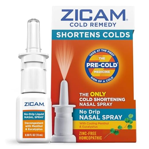Zicam Cold Remedy No-Drip Nasal Spray with Cooling Menthol & Eucalyptus, Homeopathic, Zinc-Free, Pre-Cold Medicine, Shortens Cold Duration, 0.5 Ounce