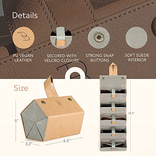 Sunglasses Organizer Case Men Women 5Slot Eyeglass Holder Storage Travel Case #TOP2