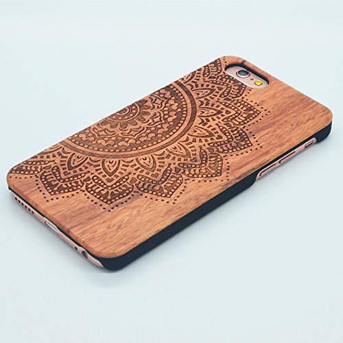 Generic Unique Real Handmade Natural Wood Wooden Hard Bamboo Case Cover For iPhone 6(4.7")-(flower pattern)