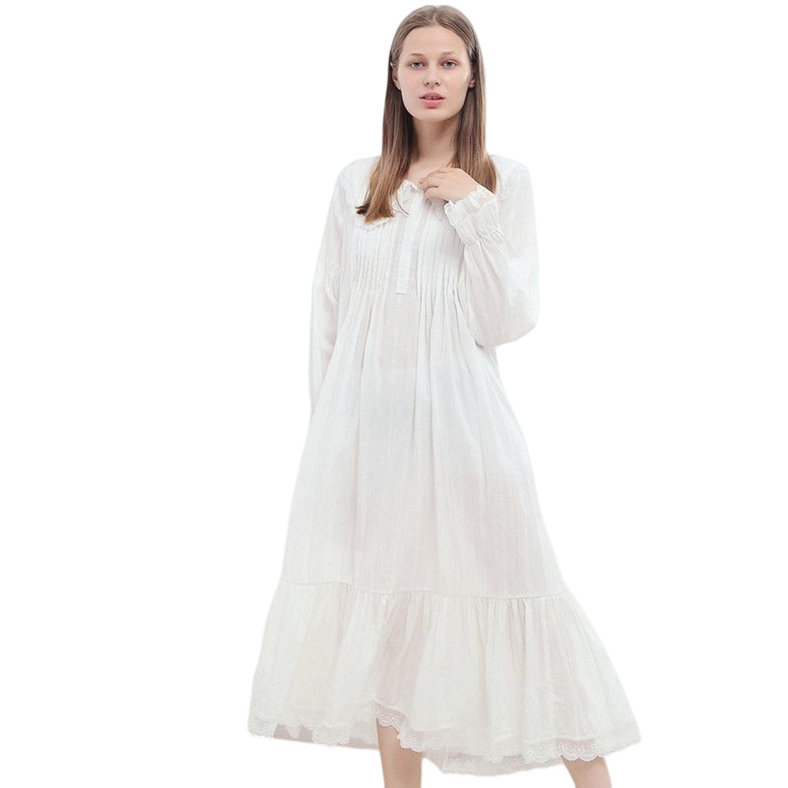 YAROVA Damen Nachthemden - Elegantes Nachthemd Nachthemd Vintage Prinzessin Nachtwäsche Lange Ärmel Homewear Damen Frühling Herbst Loungewear Lässig Einfacher Pyjama