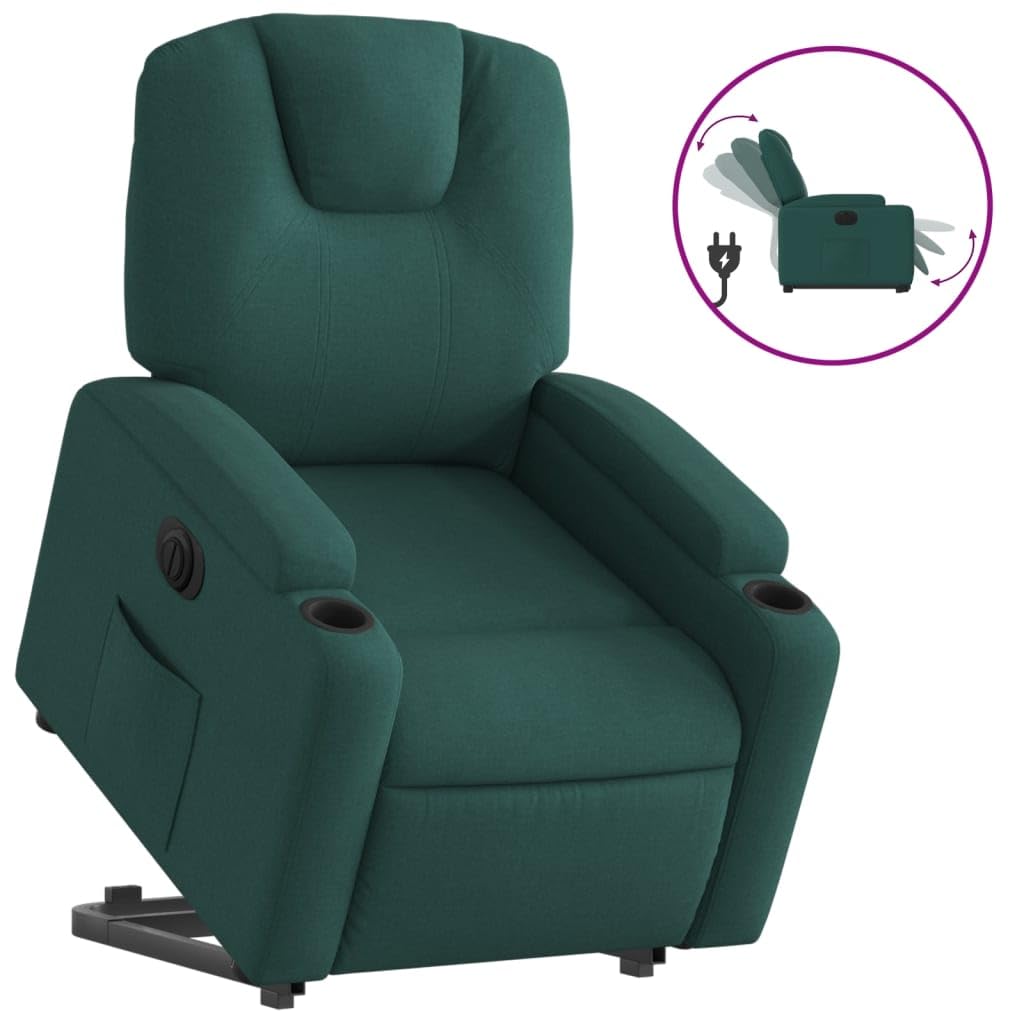 Homgoday Relaxsessel mit Aufstehhilfe Elektrisch Fernsehsessel Relaxsessel mit Liegefunktion, Aufstehsessel Seniorensessel Polstersessel Ruhesessel TV Sessel für Wohnzimmer Stoff Dunkelgrün