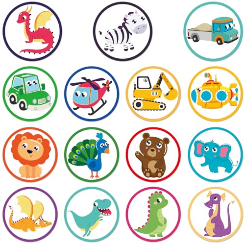 Tinoaly 30pcs Potty Training Stickers, Multicolor Cartoon Dinosaur Animal Patterns, Reusable Heat Resistant Potty/Toilet Seat Stickers for Toddlers and Kids