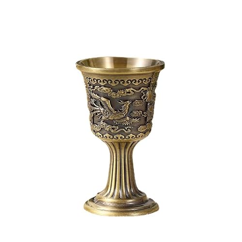 Rich Boxer 4 Pcs Vintage Hand-Made Metal Embossed Wine Copper Cups Goblet Bronze Wine Cup Water Cup Kitchen Accessories #TOP5