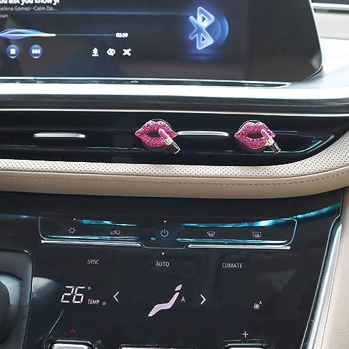 Image of ORIESSE 4pcs Red Purple Lips Car Vent Clips Air Freshener Dazzling Lipstick Girly Car Decor Accessories for Women Bling Car Interior Decorations Refillable Diffuser