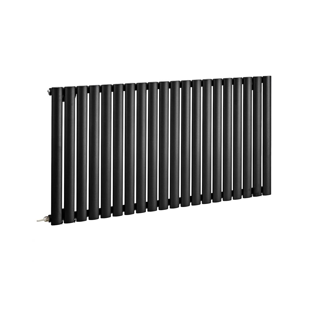 Milano Black Aruba 1200W Horizontal Single Oval Panel Electric Radiator - 635Mm X 1180Mm