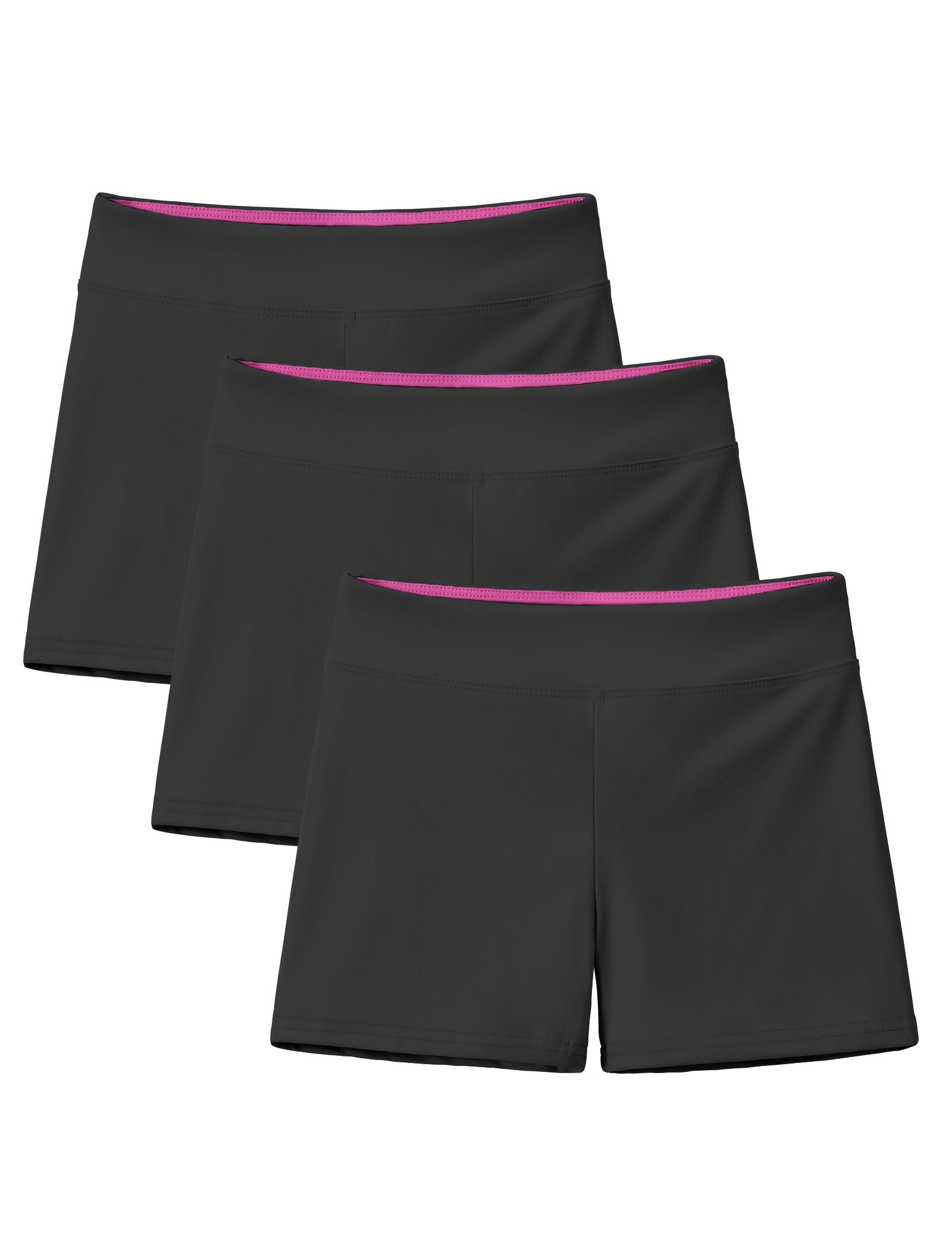HASMES 3 Pack Girls Athletic Shorts Biker Dance Gymnastics Spandex Yoga Running Shorts for Kids 5-14 Years