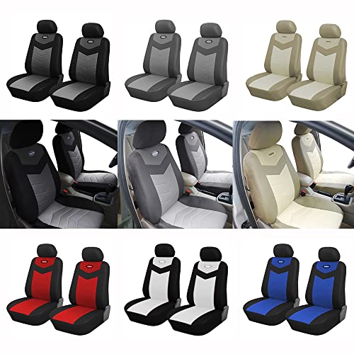 Protech Car Seat Cover Compatible for Ford Transit Connect C-Max Expedition 2021 2020 - 2009, PU Leather Covers Pair Set (Airbag Compatible) (257 -2 Front) (Black/Blue)