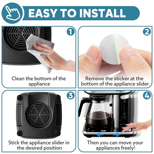 Image of Appliance Sliders for Kitchen Black 24 PCS Self-Adhesive Small Kitchen Appliance Slider Hacks Easy to MovIing & Space Saving Must Have Gadgets Mixer Accessories for countertop